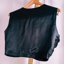 Cache Black Embroidered & Beaded Satin Cropped Vest