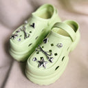 Harajuku Sage Green Platform Crocs, Silver Charm Coquette, Tokyo
