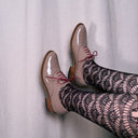 Blush Patent Leather Lace Up Oxford Brogues with Red Laces