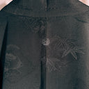 Vintage Black Silk Haori Kimono Jacket, Peach Lining, Bamboo Print