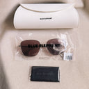 Discontinued Blue Elephant Demia Brick Tinted Sunglasses, Silver Frames, Korea
