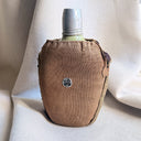 1900s–1920s Japanese Sakebin, Celadon-Glazed Flask in Hemp Sling, Nanaga City