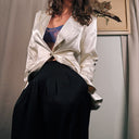Lichi Ivory Satin Tailored Blazer Coat