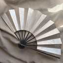 1980s Silver-Leaf Folding Hand Fan with Black Ribs, Tokyo