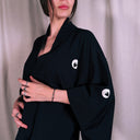 Reversible Black Silk Kimono Jacket, Hand-Printed Ukiyo-e Beauties