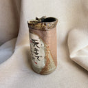 Vintage Hand-Painted Japanese Ceramic Shrimp Man Wish Vase, Calligraphy Yunomi