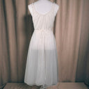 1970s Gossard Artemis White Chiffon Bridal Babydoll Gown, Floral Appliqué