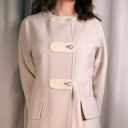 Hermès Paris Cream Cashmere Coat, Leather Toggle Closure