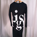 Maison Margiela Black Logo Print Long Sleeve Maxi Dress, Size 42 S
