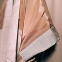 Vintage Silk Haori Kimono Robe, Mature Shunga Print, Champagne & Cream