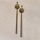 Antique Ming Chinese Bronze Hairpin Pair, Swirled Chrysanthemum Medallions