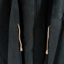 Vintage Black Silk Haori Kimono Jacket, Peach Lining, Bamboo Print