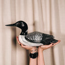 Hand-Carved Wooden Loon Duck Decoy, Black & White Latin Folk Art, Colombia