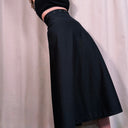 1970s Black Corset Waist Midi Skirt, High Thigh Slit (XS/S)