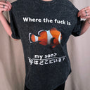 Cheeky Charcoal Acid Wash Nemo Meme Graphic Tee, Tokyo