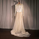 Antique 1920s Ivory Silk Wedding Dress with Slip and Veil