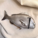Japanese Novelty Silver Sea Bream Fish Zip Clutch Purse