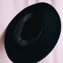Black Hand Painted Wool Felt Wide Brim Hat, Floral Milagro Brim, Made in Mexico