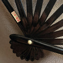 1980s Japanese Folding Fan, Blue Iris & Gold, Hand-Painted