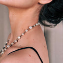 Parisian Pearl Beaded Necklace with Black Oval Cameo Anatomical Heart Pendant
