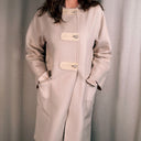 Hermès Paris Cream Cashmere Coat, Leather Toggle Closure