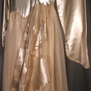 Antique 1920s Ivory Silk Wedding Dress with Slip and Veil