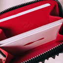 Christian Louboutin Spiked Zip Wallet, Black Leather, Red Interior