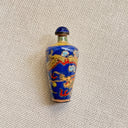 Cobalt & Gilt Porcelain Snuff Bottle, Dragon Motif with Spoon
