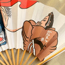 Cheeky Japanese Fertility Festival Folding Fan, Tengu Mask & Calligraphy