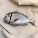 Japanese Novelty Silver Sea Bream Fish Zip Clutch Purse