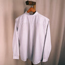 Pierre Estelle Paris Vintage White Striped Band Collar Button Shirt