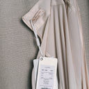 Lichi Cream Two Piece Dress, Draped Top Coat and Elegant Slip