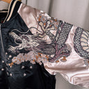 Oni Denim Embroidered Dragon Sukajan Satin Bomber Jacket