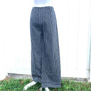 Handmade Pinstripe Cotton Wide-Leg Pants, Drawstring Waist & Ankle