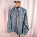 Vintage Korean Green & White Striped Button Down by Expressions