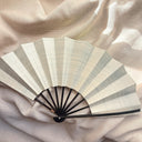 1980s Japanese Folding Fan, Blue Iris & Gold, Hand-Painted