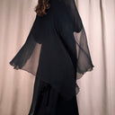 1980s Giorgio Armani Dark Angel Layered Evening Gown