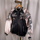 Oni Denim Embroidered Dragon Sukajan Satin Bomber Jacket