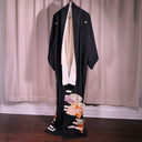 Vintage Black Silk Kuro Tomesode Kimono, Embroidered Multicolored Hem, Tokyo