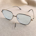 Discontinued Blue Elephant Demia Blue Tint Sunglasses, Silver Frame, Korea