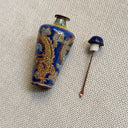 Cobalt & Gilt Porcelain Snuff Bottle, Dragon Motif with Spoon