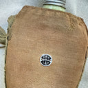 1900s–1920s Japanese Sakebin, Celadon-Glazed Flask in Hemp Sling, Nanaga City