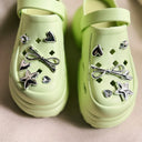 Harajuku Sage Green Platform Crocs, Silver Charm Coquette, Tokyo