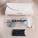 Discontinued Blue Elephant Demia Blue Tint Sunglasses, Silver Frame, Korea