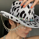 Jeweled Cow Print Cowgirl Hat, Handmade in Brooklyn