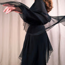 1980s Giorgio Armani Dark Angel Layered Evening Gown