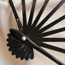 1980s Japanese Metallic Geometric Folding Sensu Hand Fan, Blue & Gold
