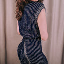 Vintage Indian Embroidered Wrap-Tie Drape Dress, Indigo & Silver