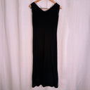 Handmade Embroidered Peacock Black Sleeveless V Neck Midi Dress, Mexico