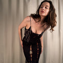 Black Layered Tie-Dye Maxi Slip Dress by Phanuel